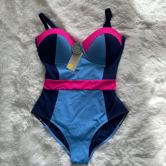 Boden Swim Boden Glorious British Style One Piece Color Blocked Swimsuit Hot Pink 34e Poshmark